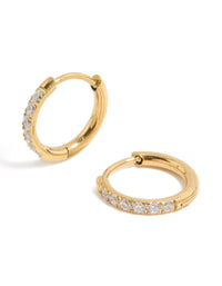 Kids Surgical Steel Cubic Zirconia Sleeper Earrings 8MM - link has visual effect only