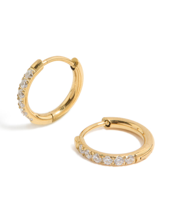Kids Surgical Steel Cubic Zirconia Sleeper Earrings 8MM