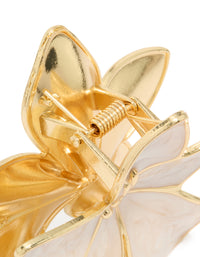 Gold Cream Enamel Tropical Stem Hair Claw Clip - link has visual effect only