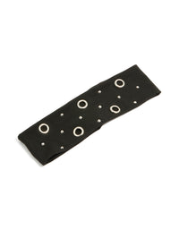 Black Eyelet Wide Stretch Fabric Headband - link has visual effect only