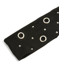 Black Eyelet Wide Stretch Fabric Headband - link has visual effect only