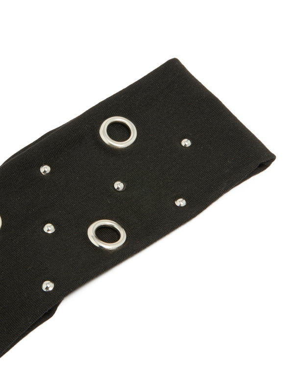 Black Eyelet Wide Stretch Fabric Headband
