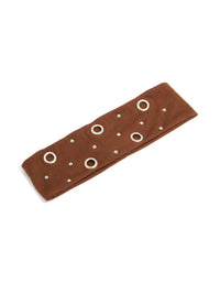 Brown Eyelet Wide Stretch Fabric Headband - link has visual effect only