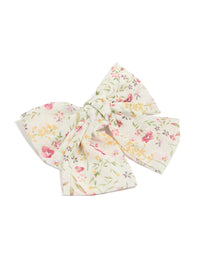 Pink & Yellow Printed Flowers Fabric Bow Clip - link has visual effect only