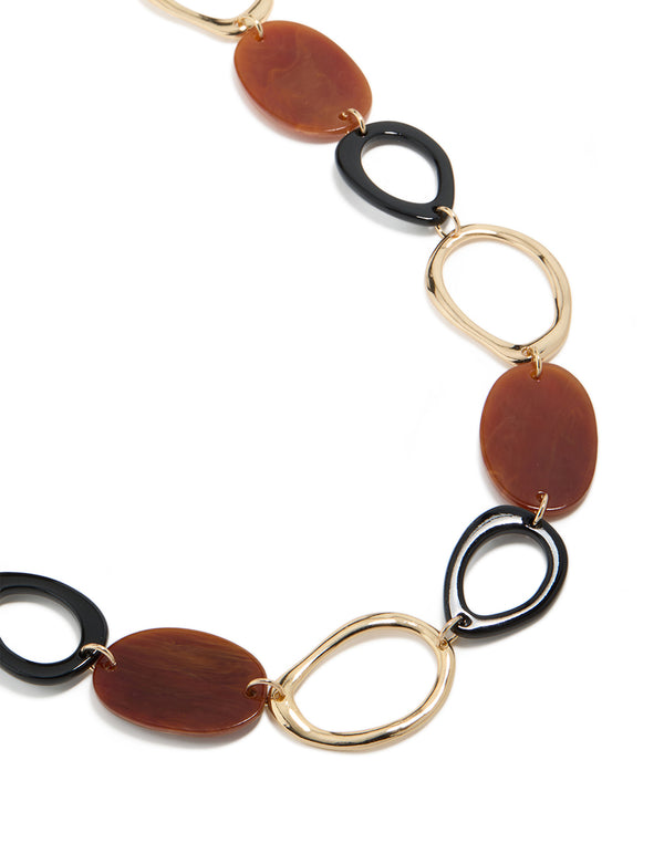 Gold, Black Coated Metal & Acrylic Link Belt