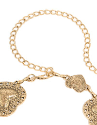 Featuring embellished waisted heart in statement antique gold western belt side view - link has visual effect only