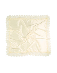 Showcasing a solid cream satin long scarf with lace edge front view - link has visual effect only