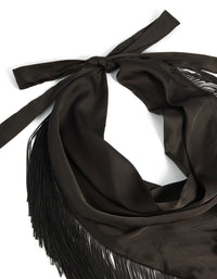 Black Fabric Triangular Fringe Scarf - link has visual effect only