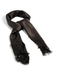 Black Fabric Lace Edged Long Scarf - link has visual effect only