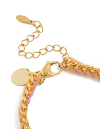 Waterproof Gold Plated Stainless Steel Purple Thread Yarn Bracelet - link has visual effect only
