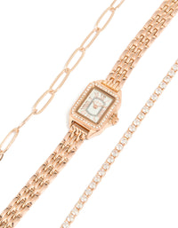 Rose Gold Plated Mini Vintage Watch & Bracelets  Pack - link has visual effect only