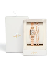 Rose Gold Plated Mini Vintage Watch & Bracelets  Pack - link has visual effect only