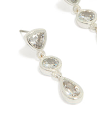 Silver Plated Cubic Zirconia Organic Circles Triple Drop Earrings - link has visual effect only