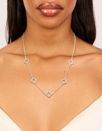 Silver Plated Cubic Zirconia Flower Charms Necklace - link has visual effect only