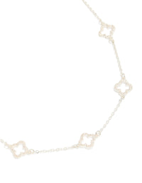 Silver Plated Cubic Zirconia Flower Charms Necklace - link has visual effect only