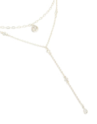 Silver Plated Cubic Zirconia Layered Y-Necklace - link has visual effect only