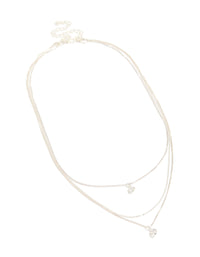 Silver Plated Cubic Zirconia Round Triple Layered Drop Necklace - link has visual effect only