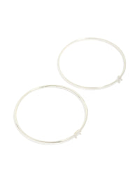 Silver Plated Rectangular & Teardrop Cubic Zirconia Bangles 2-Pack - link has visual effect only