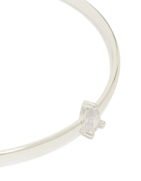 Silver Plated Rectangular & Teardrop Cubic Zirconia Bangles 2-Pack - link has visual effect only
