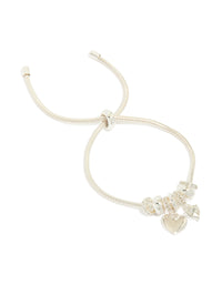 Silver Plated Diamante Heart Rondell Charms Toggle Bracelet - link has visual effect only