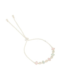 Silver Plated Oval & Round Cubic Zirconia Tennis Toggle Bracelet - link has visual effect only