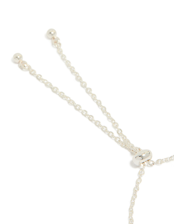 Silver Plated Oval & Round Cubic Zirconia Tennis Toggle Bracelet