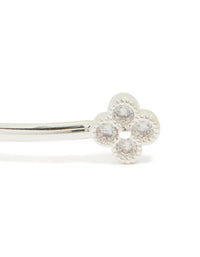 Silver Plated Cubic Zirconia Flower Wrist Cuff - link has visual effect only