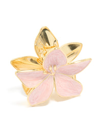 Gold Light Pink Enamel Frangipani Claw Clip - link has visual effect only