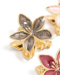 Gold Pink & Burgundy Enamel Frangipani Claw Clips 4-Pack - link has visual effect only