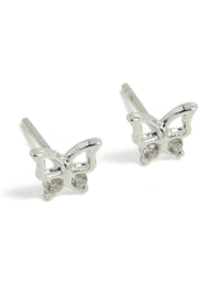 Waterproof Stainless Steel Diamante Butterfly Stud Earrings - link has visual effect only