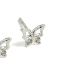 Waterproof Stainless Steel Diamante Butterfly Stud Earrings - link has visual effect only