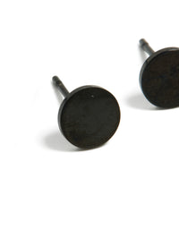 Waterproof Black Coated Metal  Stainless Steel Disc Stud Earrings 6 MM - link has visual effect only
