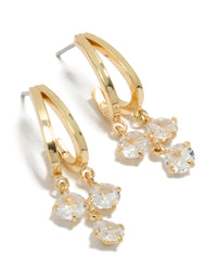 Gold Plated Cubic Zirconia Double Drop Hoop Earrings - link has visual effect only