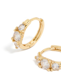 Gold Plated Mixed Sized Cubic Zirconia Mini Huggie Earrings - link has visual effect only