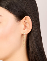 Gold Plated Cubic Zirconia Mixed Shape Long Drop Earrings - link has visual effect only