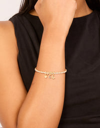 Gold Plated Cubic Zirconia Mixed Charm Tennis Bracelet - link has visual effect only
