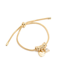 Gold Plated Cubic Zirconia Chunky Heart Charm Toggle Bracelet - link has visual effect only