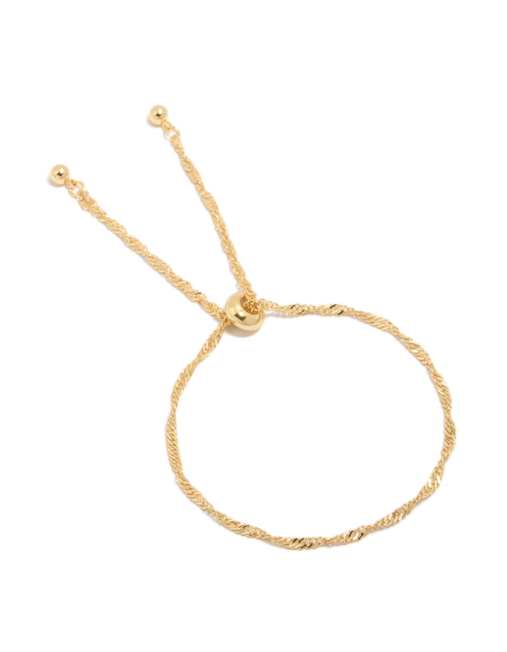Featuring a gold plated double helix toggle bracelet with twisted chain design front view