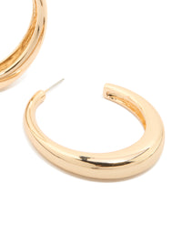 Gold Plain Wide Hoop Earrings - link has visual effect only