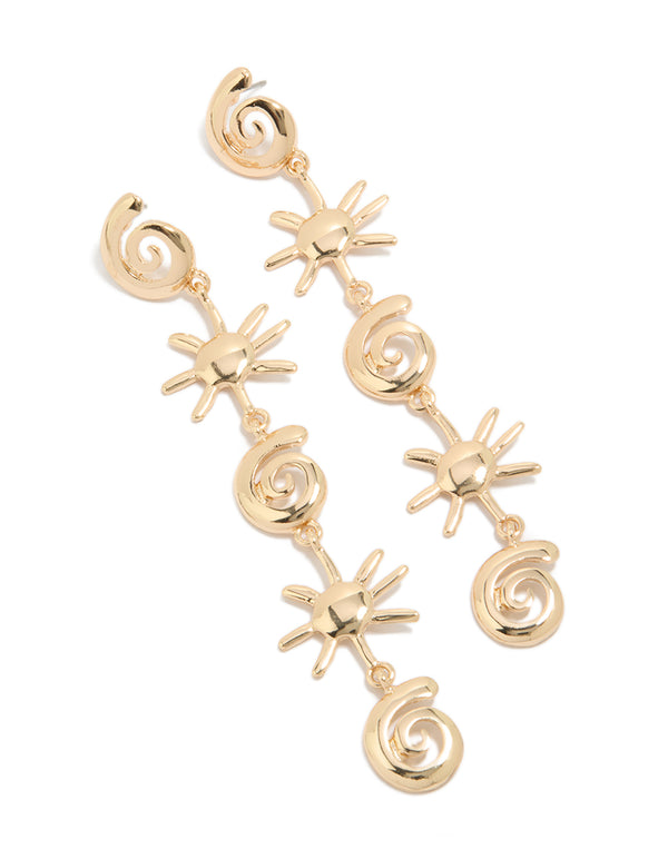 Gold Shell & Sun Drop Earrings