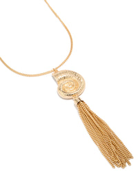 Gold Shell & Long Tassel Necklace - link has visual effect only