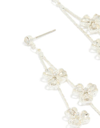 Silver Thin Flower Drop Earrings - link has visual effect only