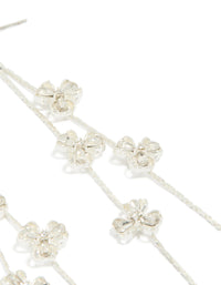 Silver Thin Flower Drop Earrings - link has visual effect only