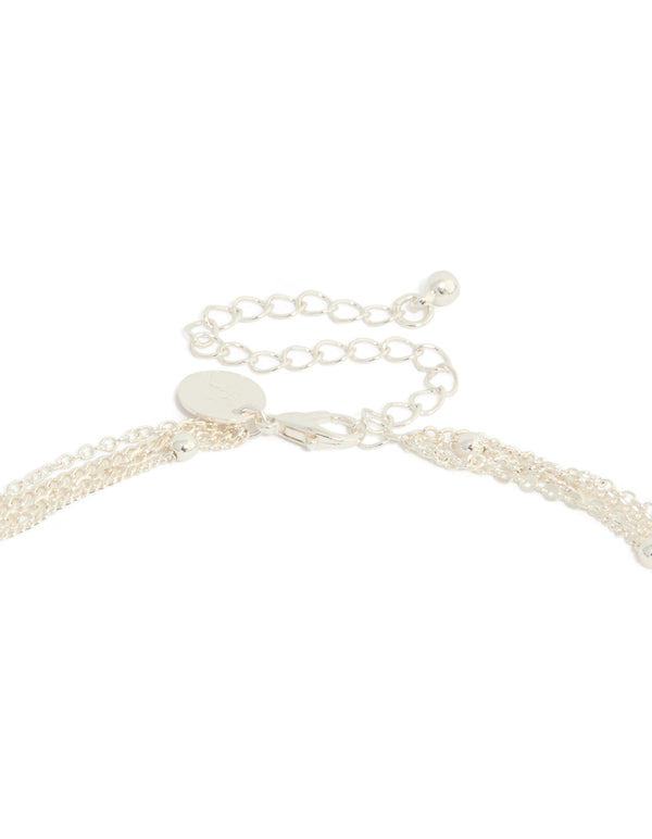 Silver Diamante Celestial Multi Pearl  Layered Y-Necklace