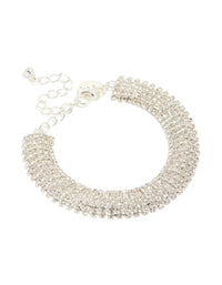 Silver Diamante Thick Flexible Bracelet - link has visual effect only