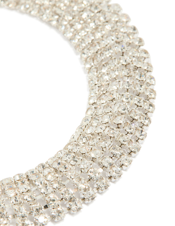 Silver Diamante Thick Flexible Bracelet