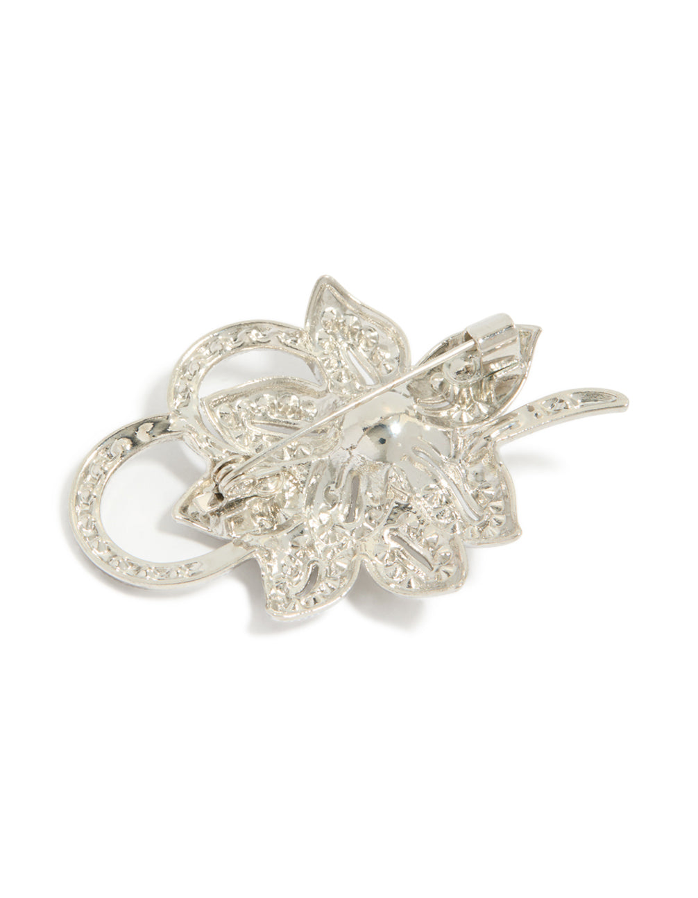 Silver Flower & Pearl Brooch