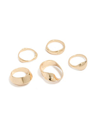 Showcasing a gold organic dome ring pack front view - link has visual effect only