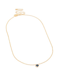 Discover this floral necklace featuring sapphire in gold plated, designed with a dainty pendant front view - link has visual effect only