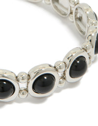 Silver Black Stones Stretch Bracelet - link has visual effect only